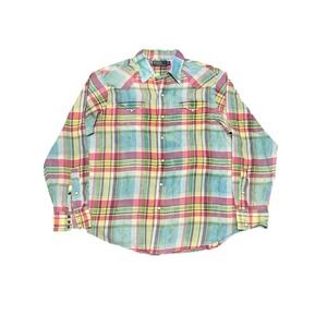 Vintage Polo Ralph Lauren Western Pearl Snap Shirt Size Large Easter Preppy